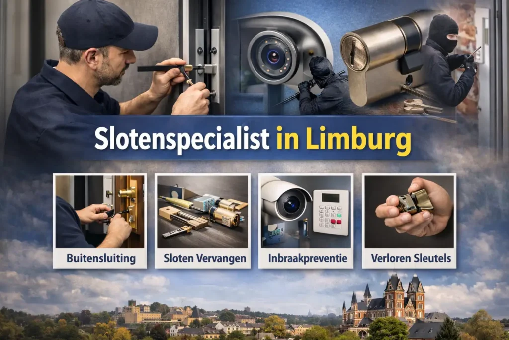 Slotenspecialist in Limburg die sloten opent, sloten vervangt en advies geeft over inbraakpreventie voor woningen en bedrijven.